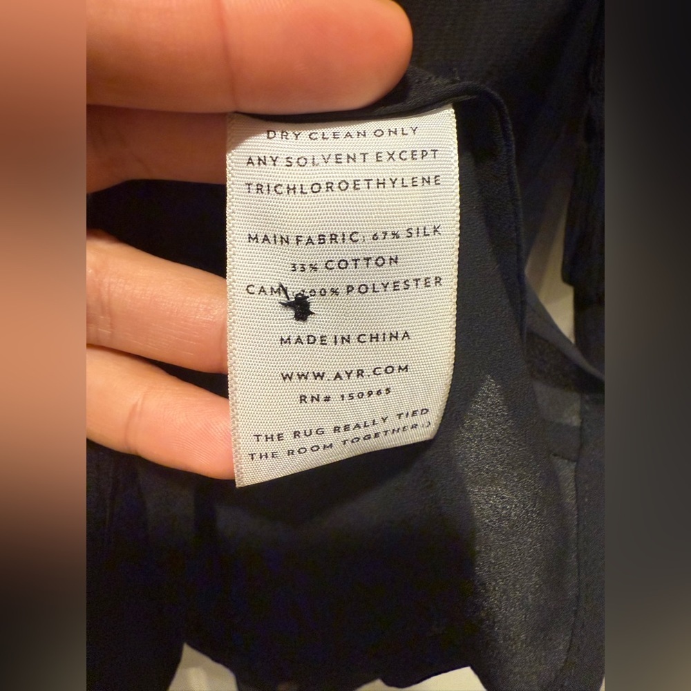 AYR Silk Cotton The Love Spell Blouse in Black , size Small - Picture 7 of 14